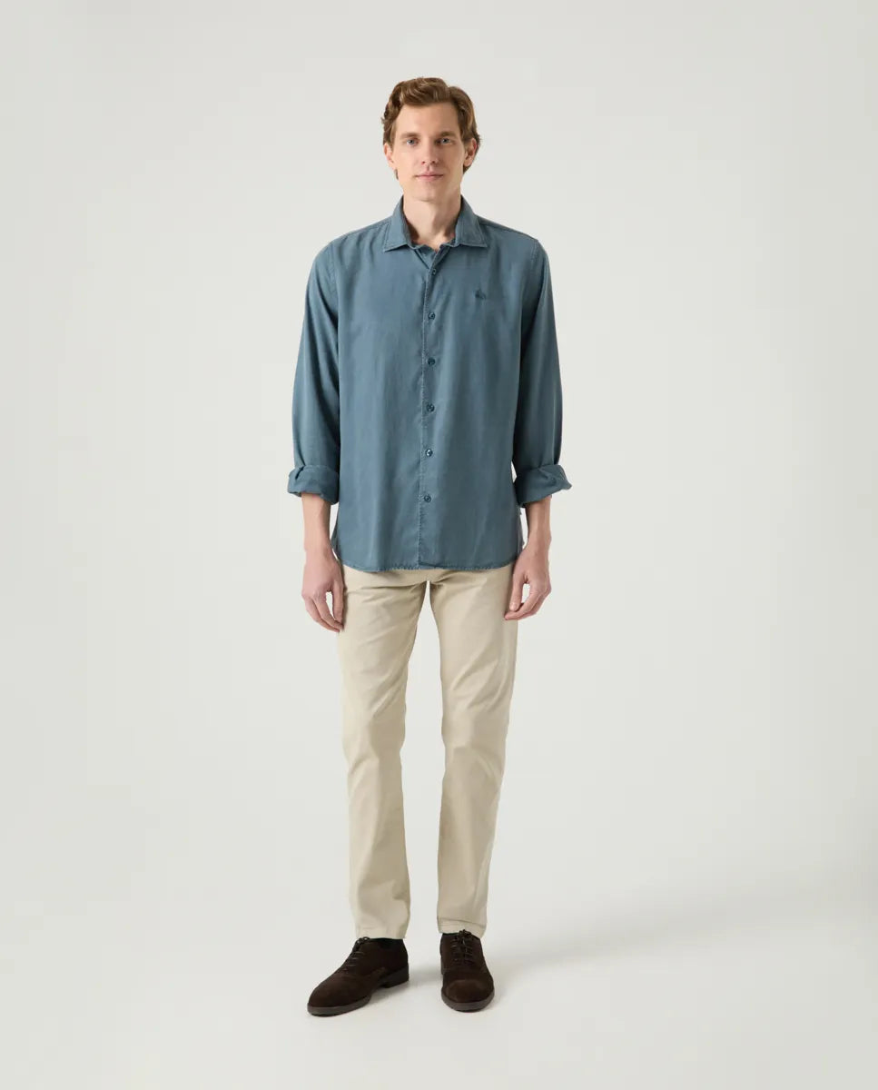 Camisa forest tencel linen verde botella | SCOTTA