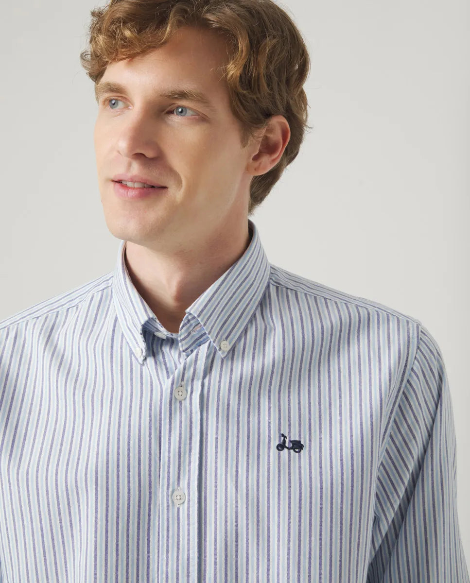 Camisa oxford rayas marino | SCOTTA