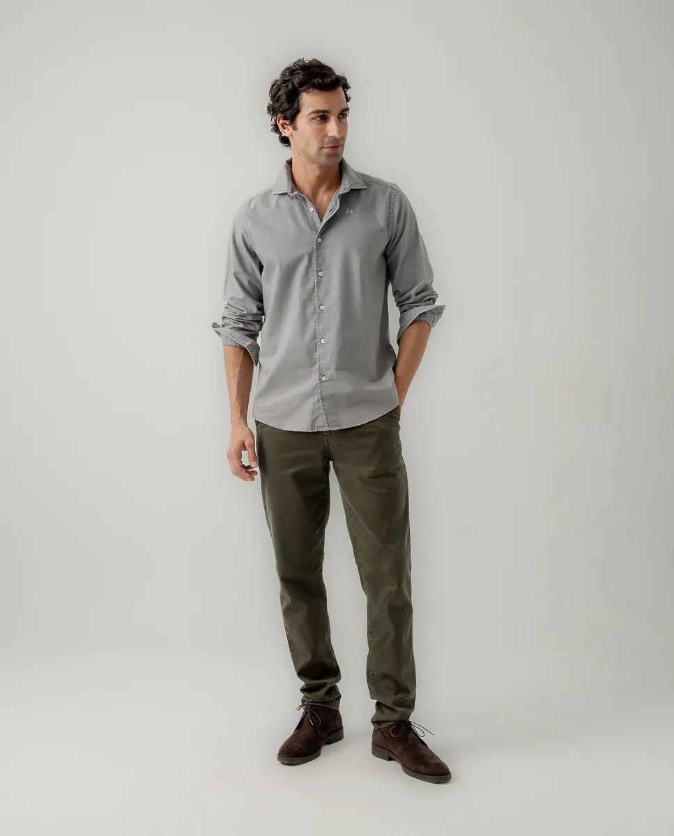 Camisa oxford tintada gris | SCOTTA