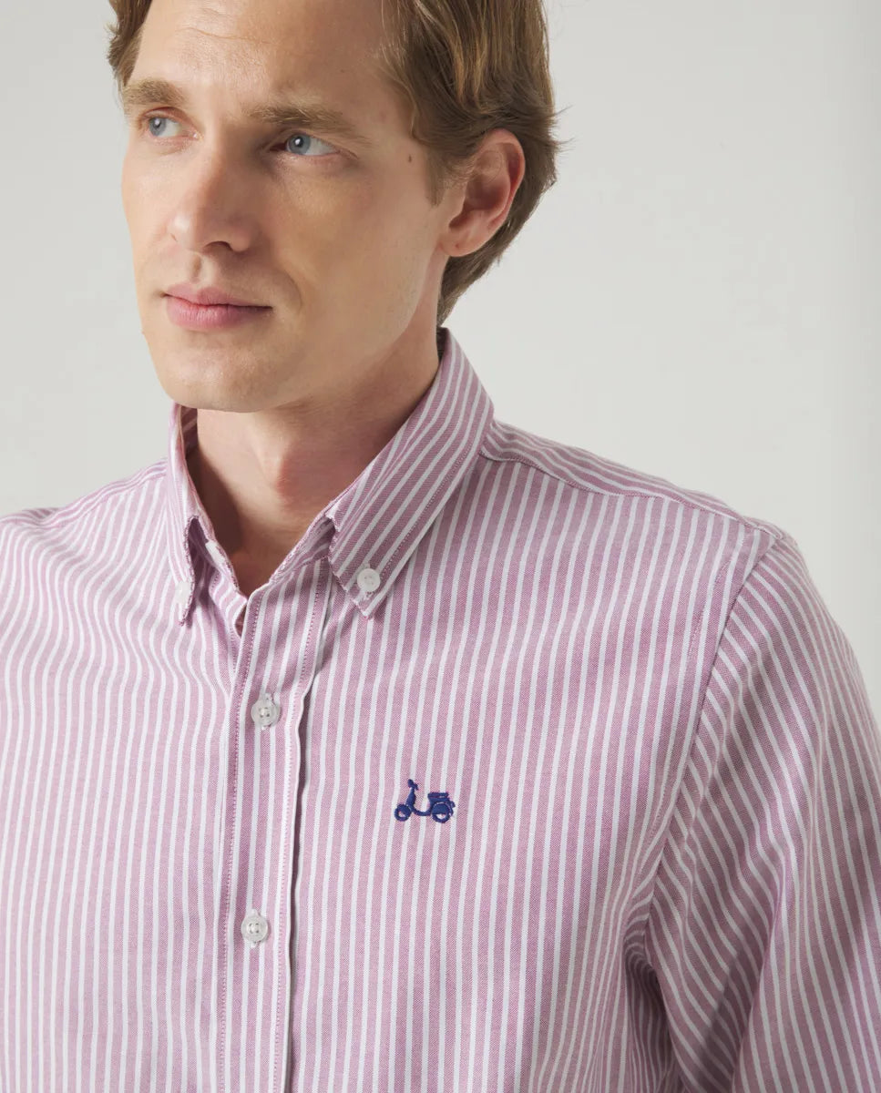 Camisa oxford rayas malva | SCOTTA