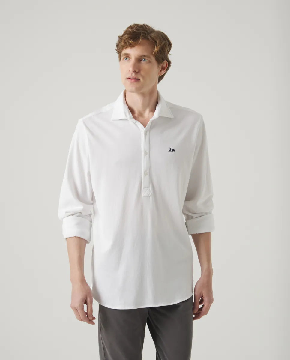 Camisa polera piqué blanco | SCOTTA