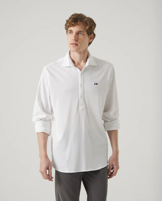 Camisa polera piqué blanco | SCOTTA