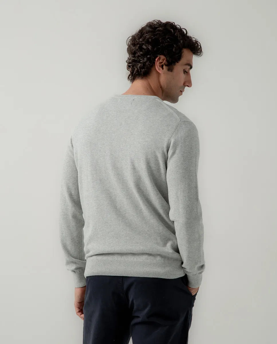 Jersey Classic V Neck Cotton Gris | SCOTTA
