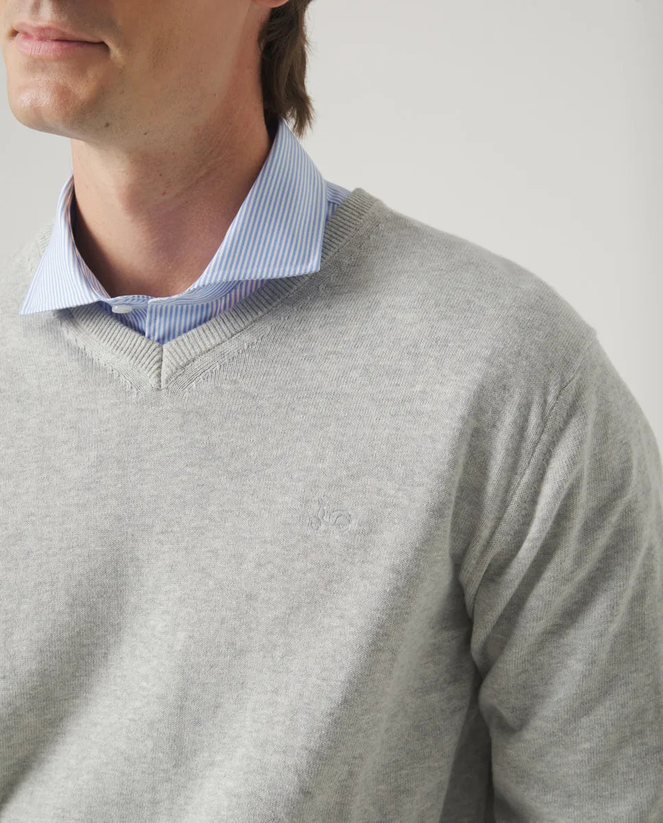 Jersey Classic V Neck Cotton Gris | SCOTTA