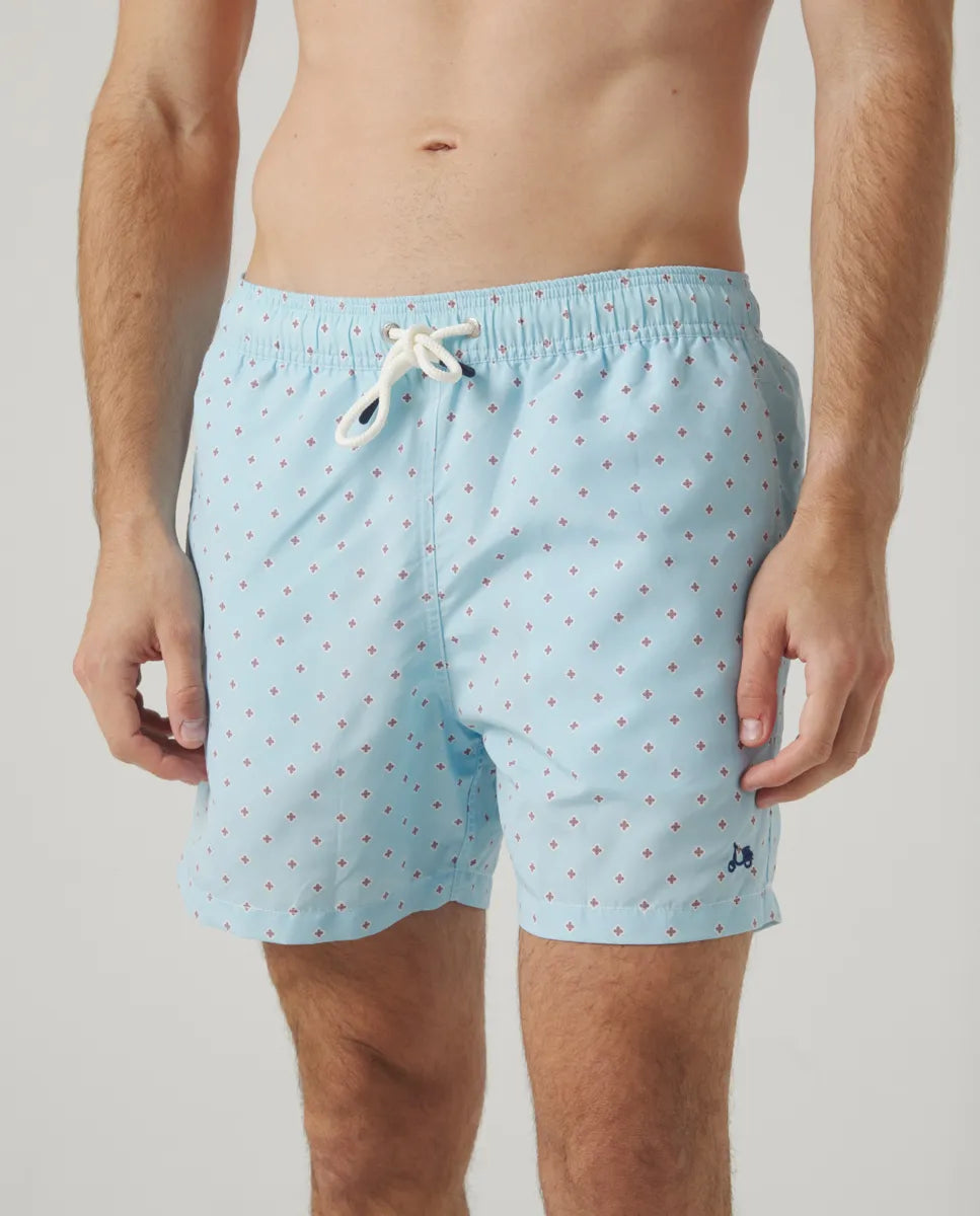 Bañador flower geometric eco celeste | SCOTTA