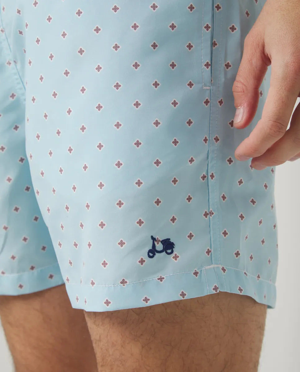 Bañador flower geometric eco celeste | SCOTTA