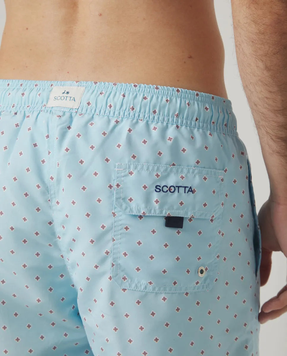 Bañador flower geometric eco celeste | SCOTTA