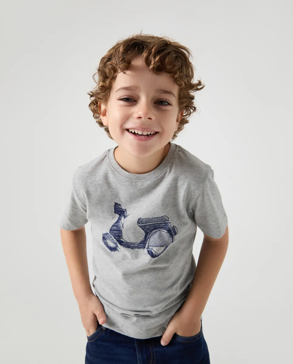 Camiseta Niño Logo Frontal Gris | SCOTTA