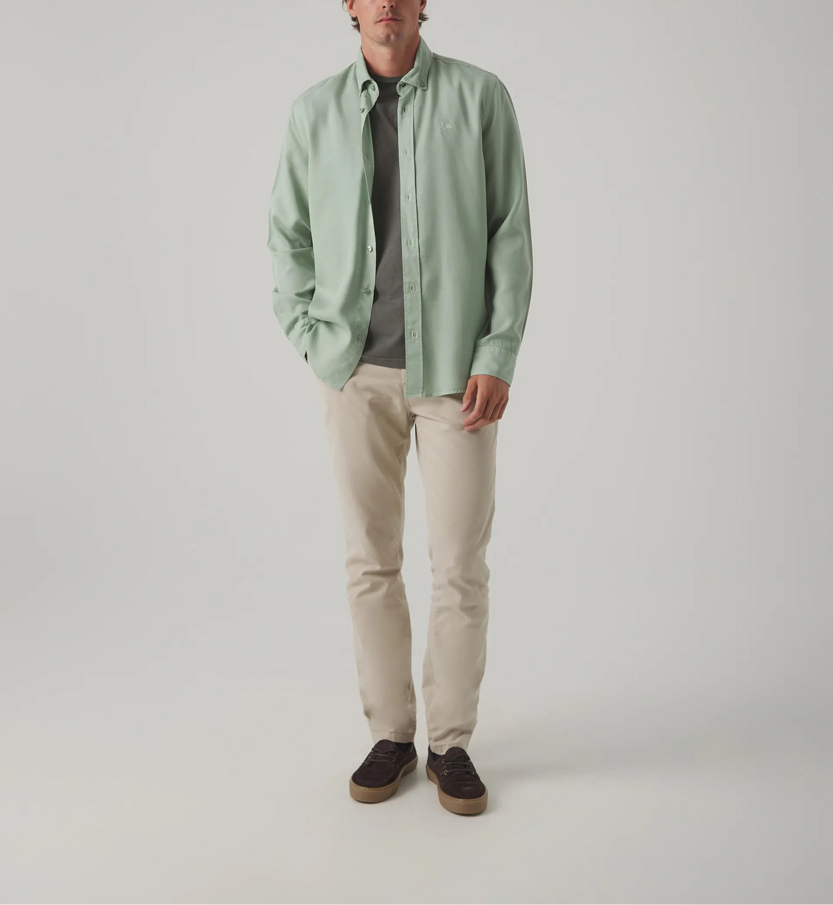 Camisa forest tencel verde grisáceo | SCOTTA