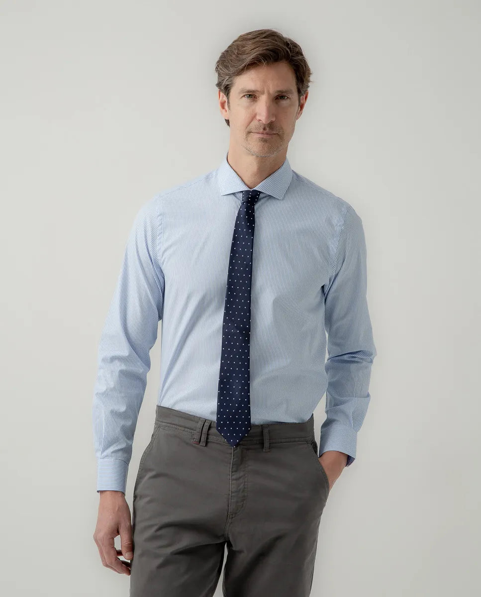 Camisa classic pinzas stripes azulón | SCOTTA