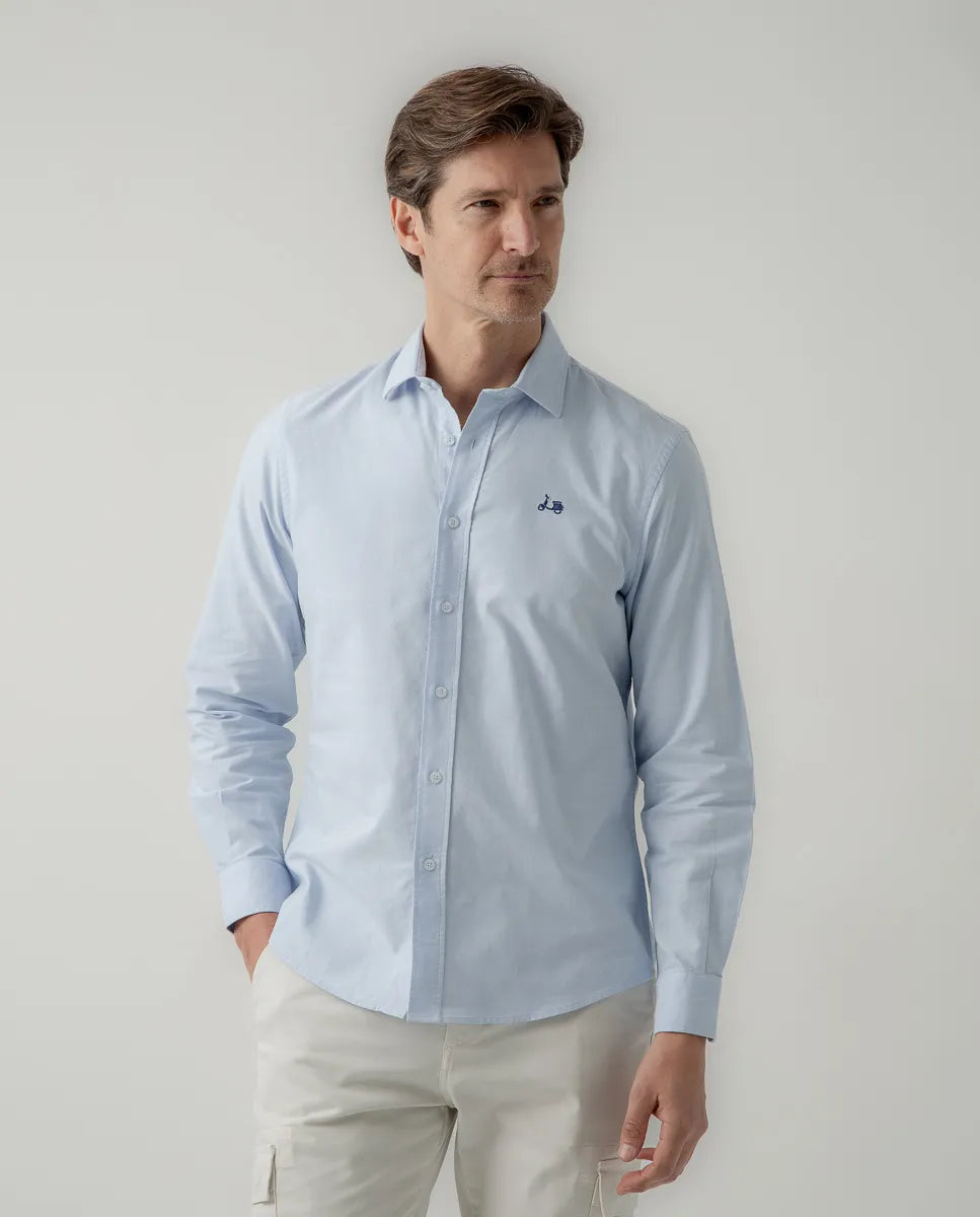Camisa Classic pinzas Organic Celeste | SCOTTA
