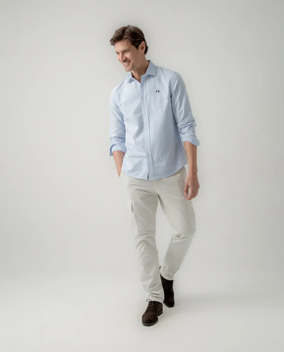Camisa Classic pinzas Organic Celeste | SCOTTA