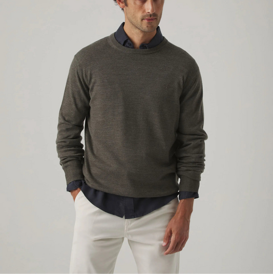 Jersey Crew Neck Merino Khaki | SCOTTA
