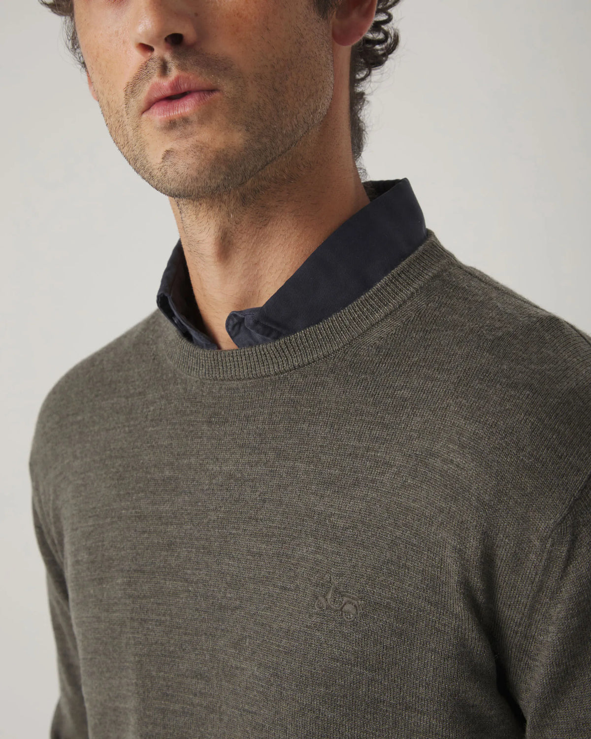 Jersey Crew Neck Merino Khaki | SCOTTA