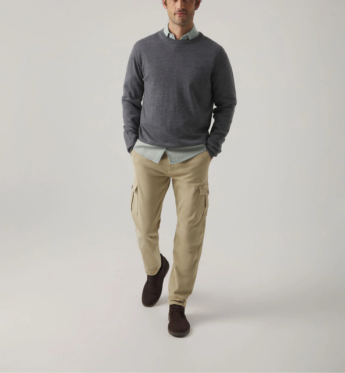 Jersey Crew Neck Merino Gris Medio | SCOTTA