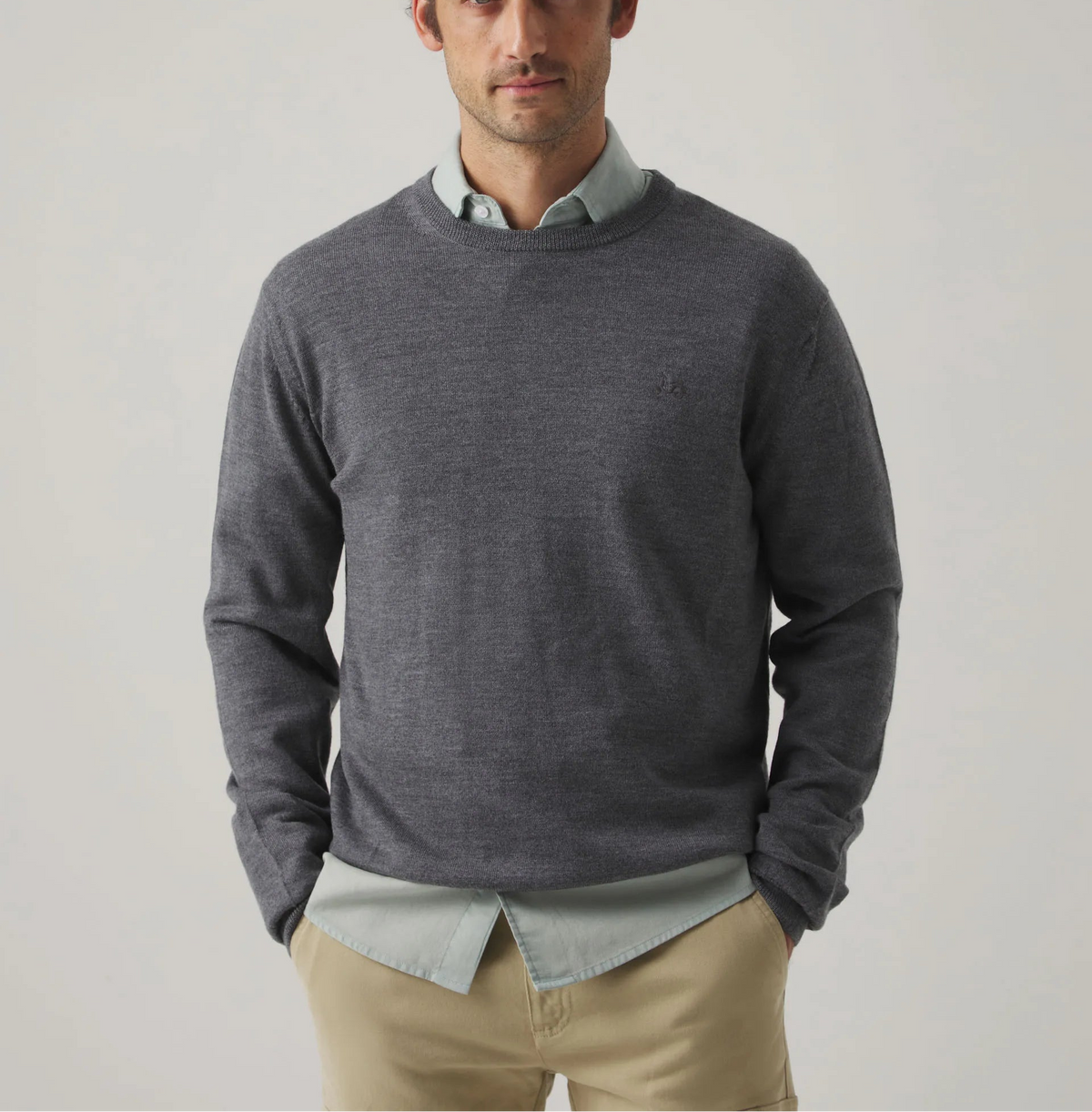 Jersey Crew Neck Merino Gris Medio | SCOTTA