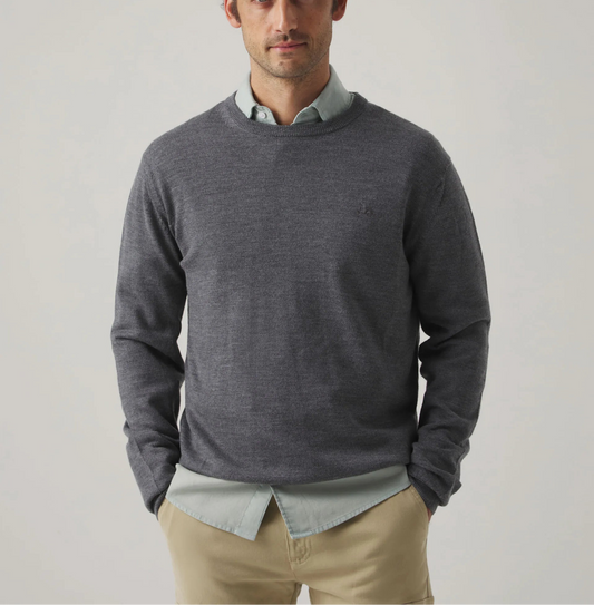 Jersey Crew Neck Merino Gris Medio | SCOTTA