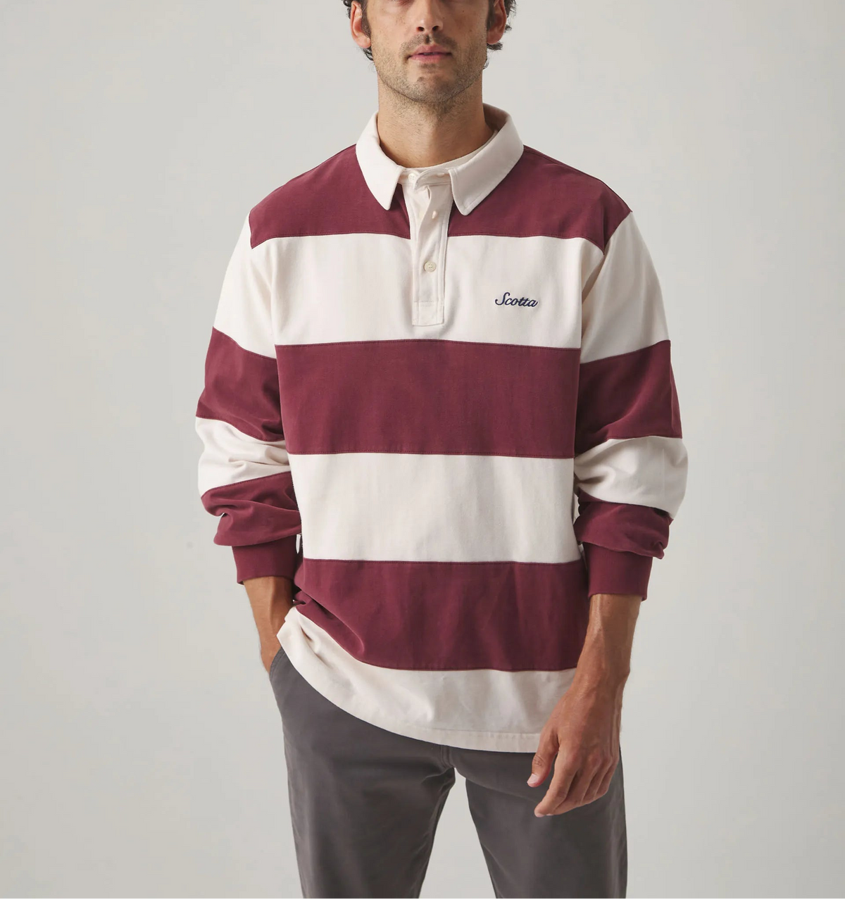 Polo Rugby Stripes Moto Burdeos | SCOTTA