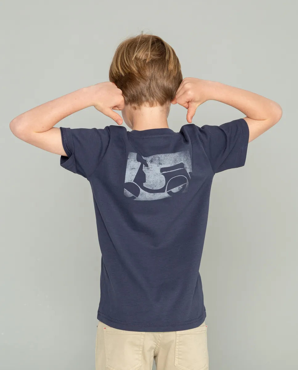 Camiseta Niño Logo Desgastado Azul | SCOTTA