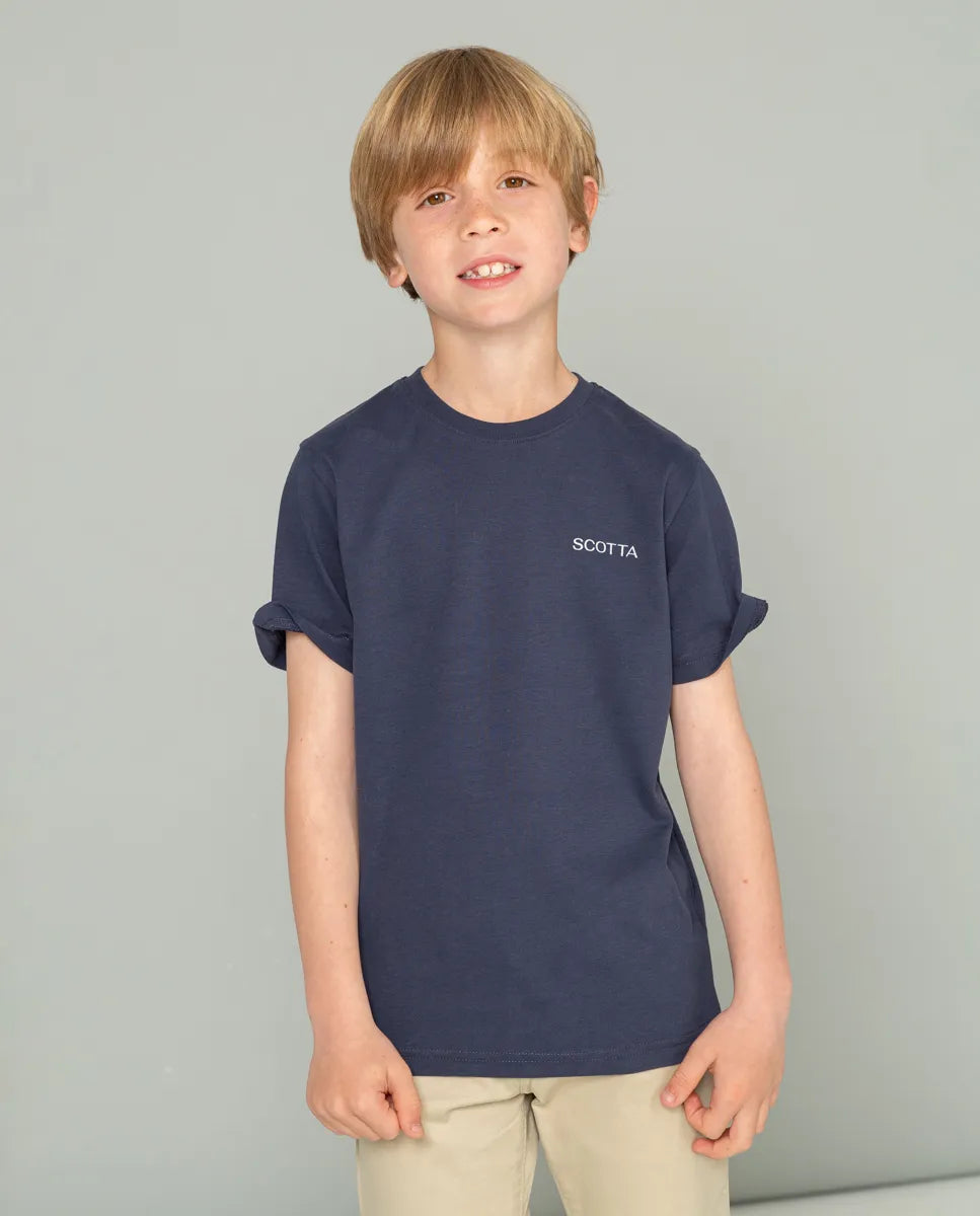 Camiseta Niño Logo Desgastado Azul | SCOTTA