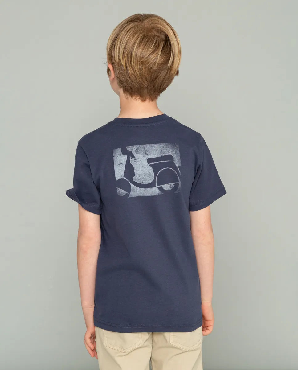 Camiseta Niño Logo Desgastado Azul | SCOTTA