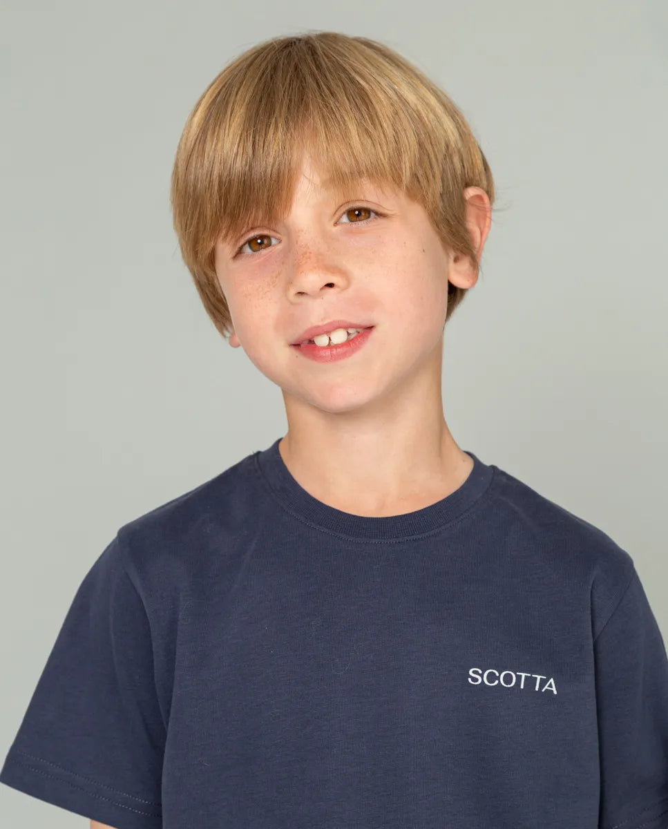 Camiseta Niño Logo Desgastado Azul | SCOTTA