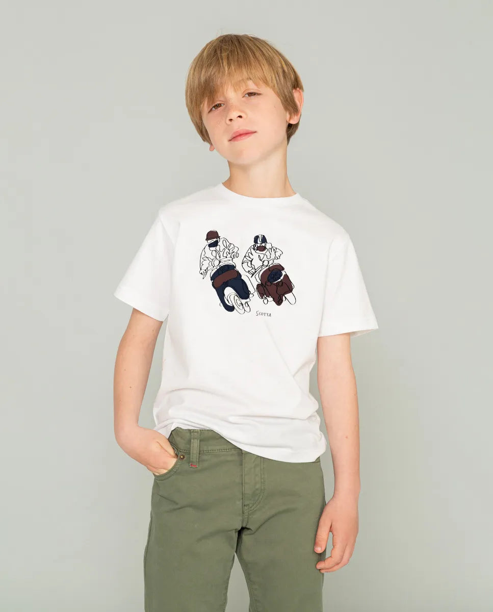 Camiseta niño moto racer blanco | SCOTTA