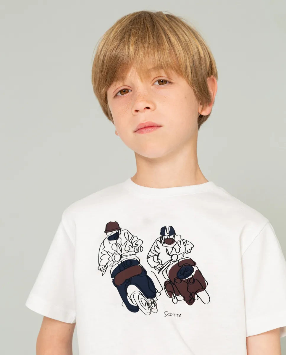 Camiseta niño moto racer blanco | SCOTTA