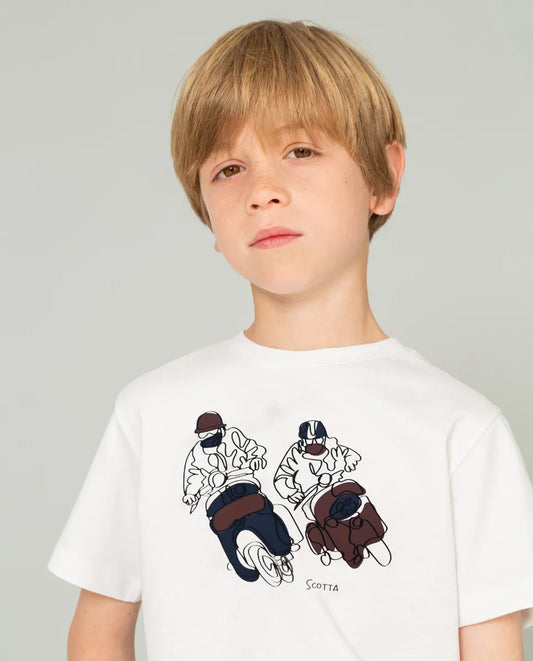Camiseta niño moto racer blanco | SCOTTA