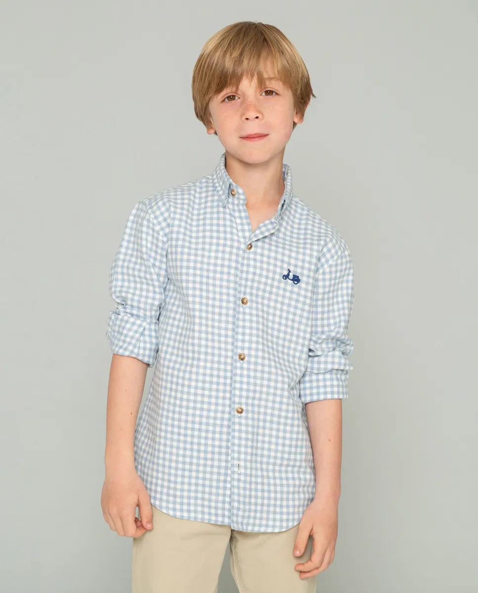 Camisa Niño Vichy Rustic Celeste | SCOTTA