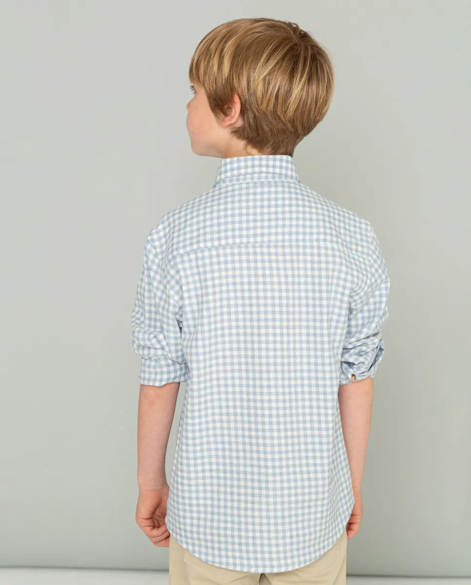 Camisa Niño Vichy Rustic Celeste | SCOTTA