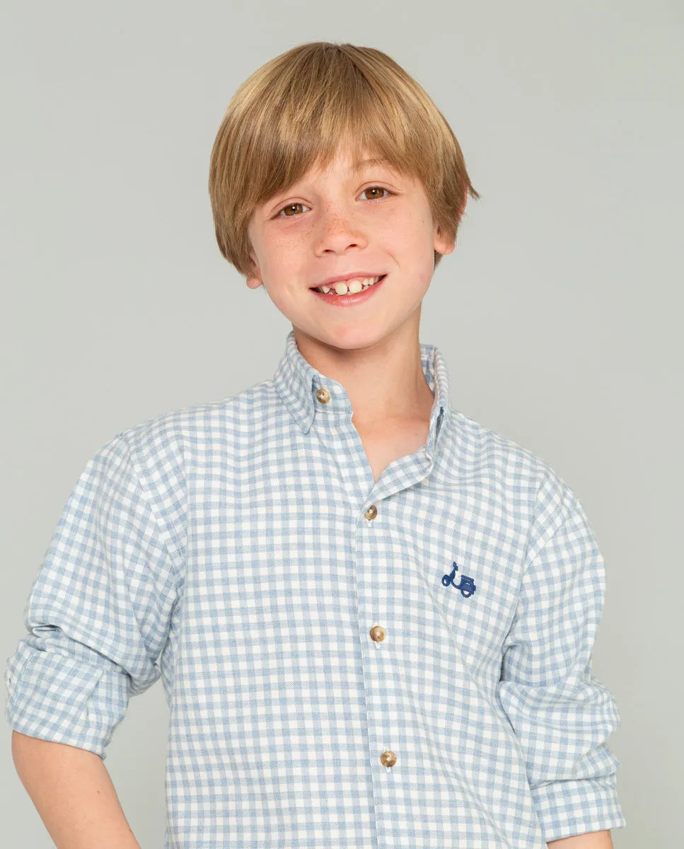 Camisa Niño Vichy Rustic Celeste | SCOTTA