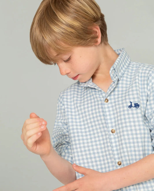 Camisa Niño Vichy Rustic Celeste | SCOTTA