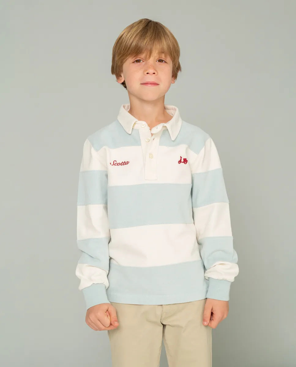 Polo niño rugby stripes celeste | SCOTTA