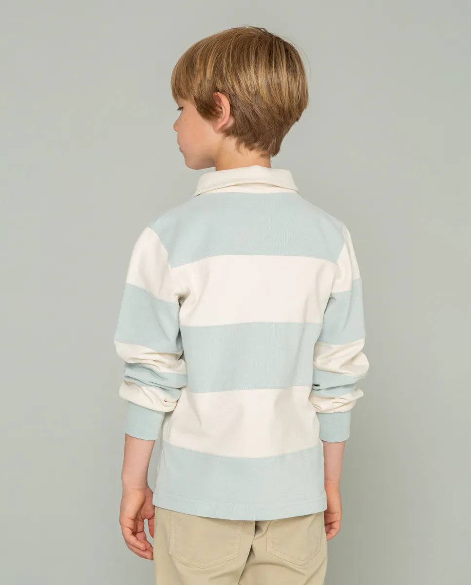 Polo niño rugby stripes celeste | SCOTTA