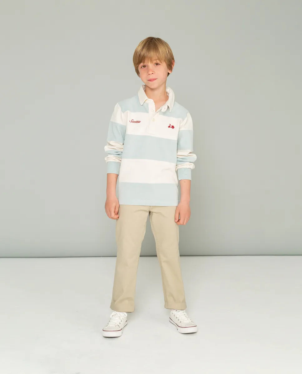 Polo niño rugby stripes celeste | SCOTTA