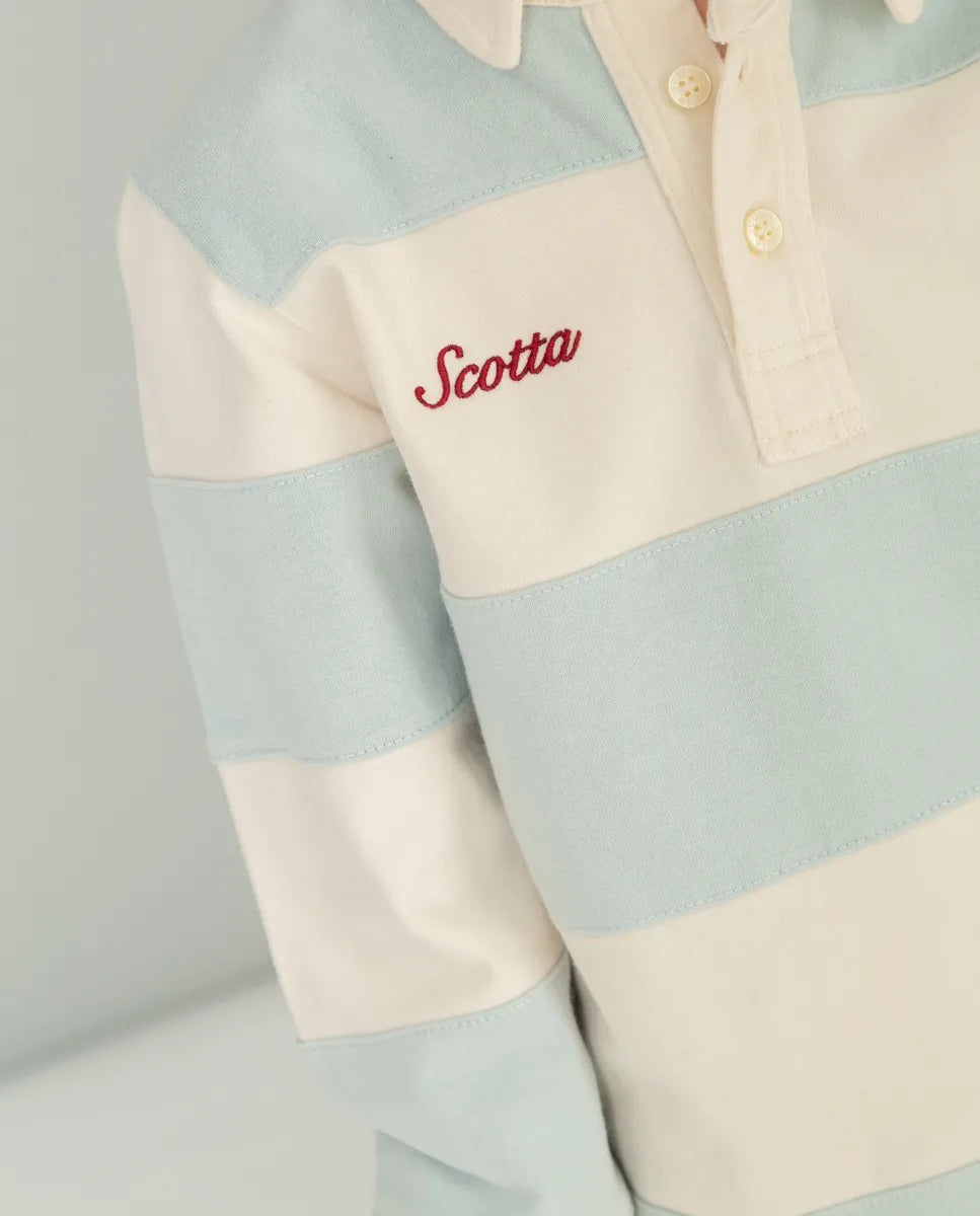 Polo niño rugby stripes celeste | SCOTTA