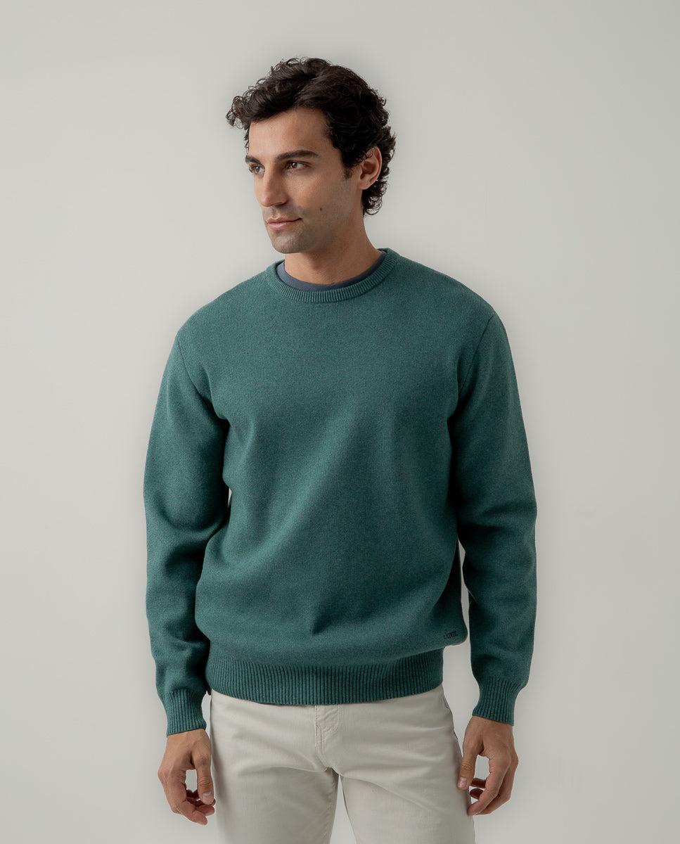 Jersey crew neck punto Milano océano | SCOTTA