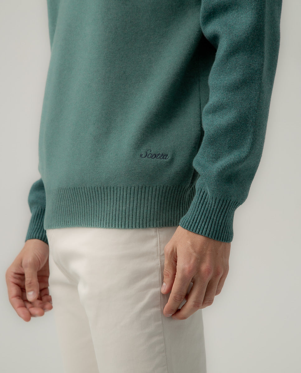 Jersey crew neck punto Milano océano | SCOTTA
