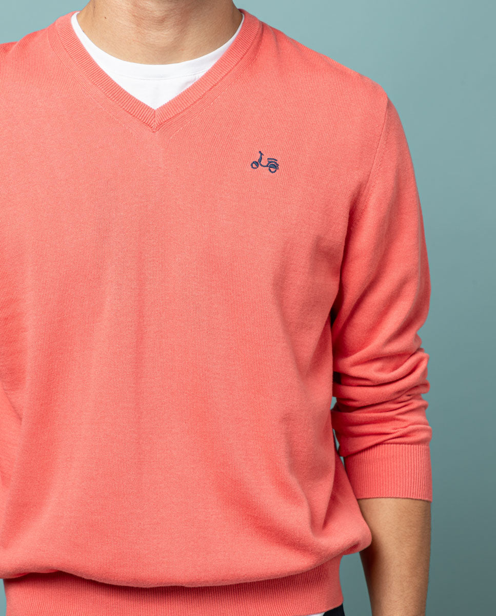 Jersey classic v neck cotton frambuesa | SCOTTA