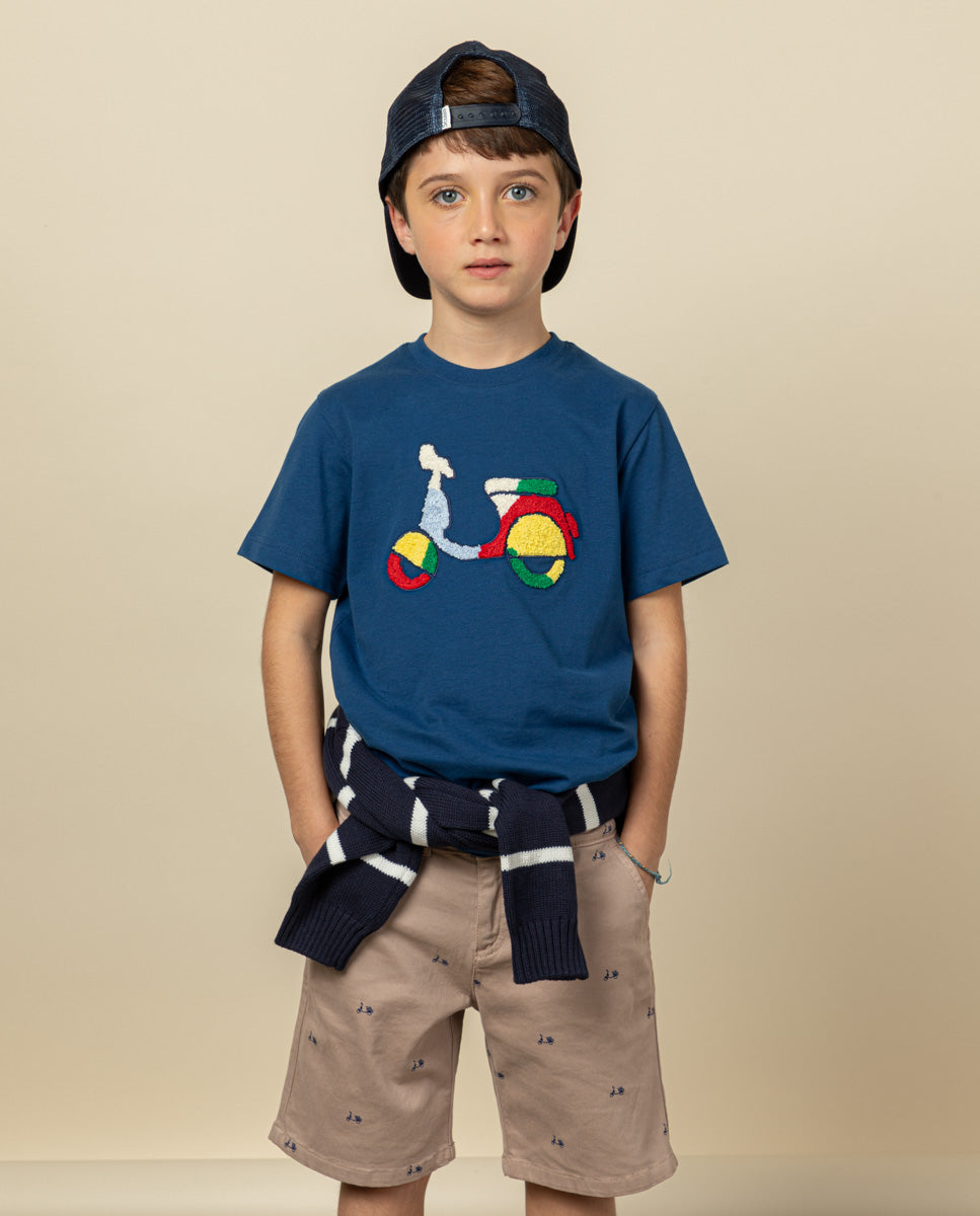Camiseta niño logo chenille marino | SCOTTA