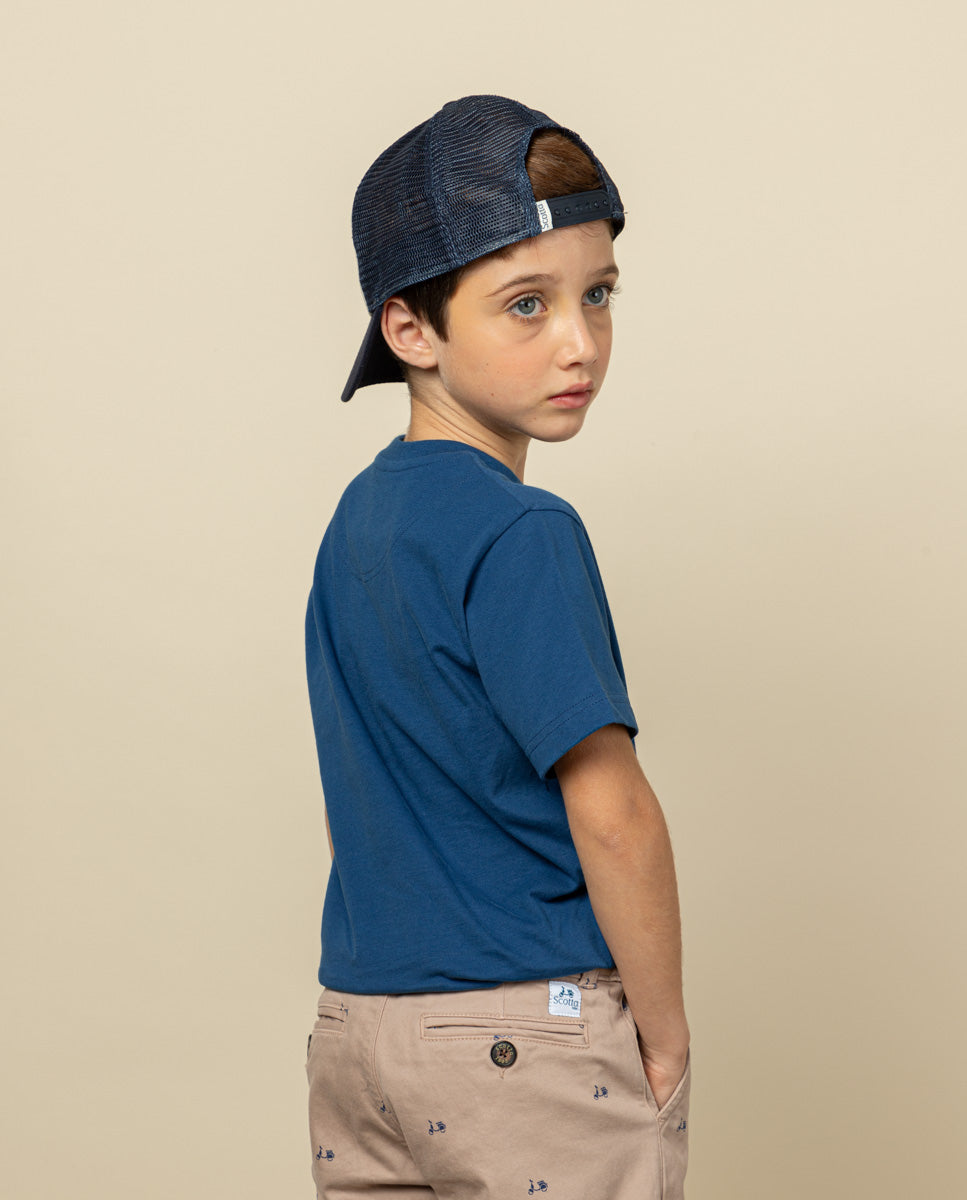 Camiseta niño logo chenille marino | SCOTTA