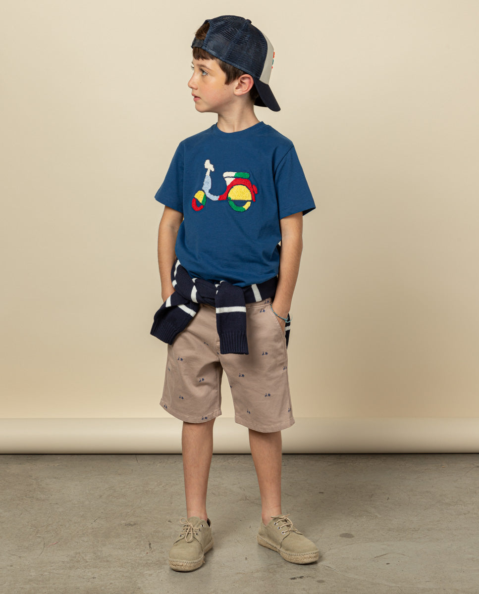 Camiseta niño logo chenille marino | SCOTTA