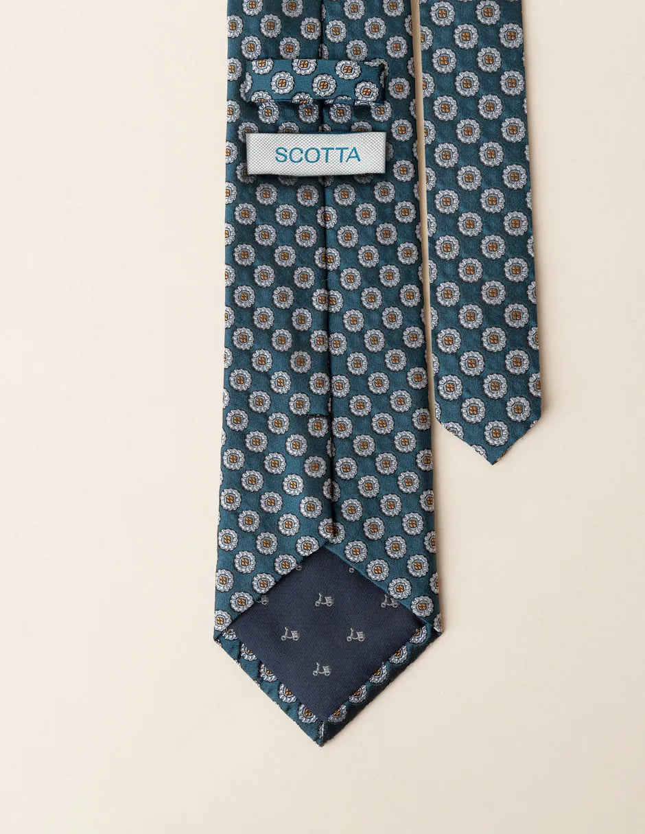 Corbata seda flores marino | SCOTTA