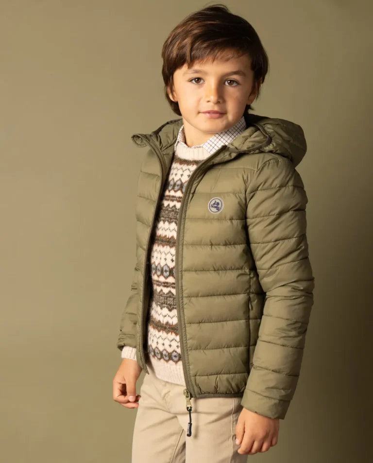 CHAQUETA NIÑO HOOD ACOLCHADO KHAKI | SCOTTA
