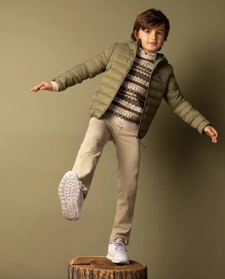 CHAQUETA NIÑO HOOD ACOLCHADO KHAKI | SCOTTA