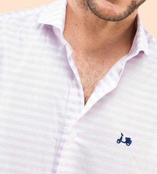 Camisa raya horizontal organico rosa | SCOTTA